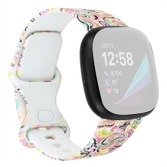 Mönsterutskrift Design Silikonklockarmband Ersättningsstorlek L för Fitbit Versa 3