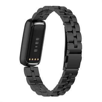 Quick Release klockarmband i rostfritt Steel 3 pärlor klockremsbyte för Fitbit Luxe / Special Edition - Svart