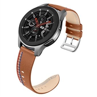 Topplager nötskinn äkta lädersömmar Design Klockarmband för Samsung Galaxy Watch3 45mm / Klocka 46mm