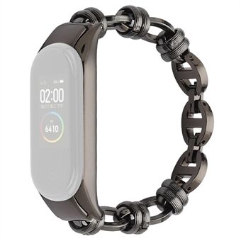 För Xiaomi Mi Band 5/6 Punk klockarmband i rostfritt Steel med gängdesignersättningsurrem