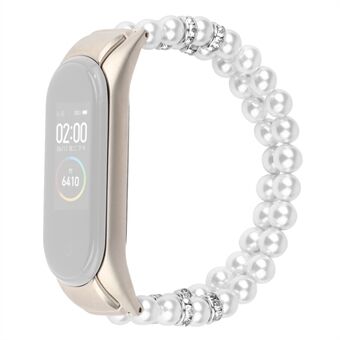 För Xiaomi Mi Band 5/6 Ersättnings Smart Watch Band Double Rows Pearls Armbandsarmband