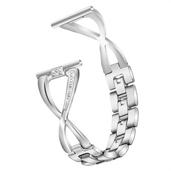 För Fossil Gen 5e 42 mm / Gen 6 42 mm / Q Venture Gen 4 HR 18 mm Handledsrem Strass Dekor X-form Design Metal Replacement Watch Band