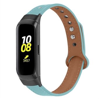 För Samsung Galaxy Fit SM-R370 Soft Top Layer Kohud Armband Dubbel Nit Design Armband, svart kontakt