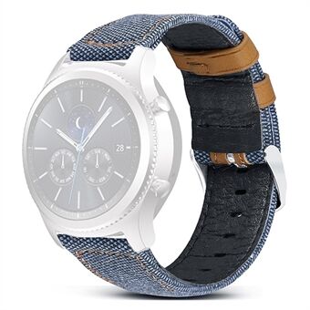 För Huawei Watch GT 3 Pro 43 mm / 46 mm / Watch GT 2 Pro 22 mm klockarmband Kanvasbelagd äkta läder justerbart byte av handledsband