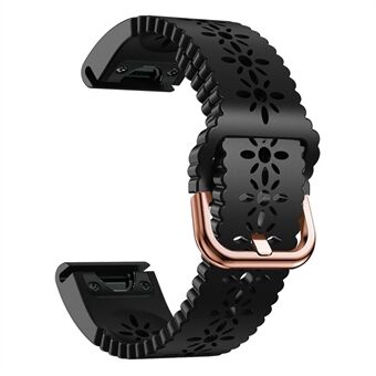 För Garmin Fenix 7S / 6S Pro / 5S Plus / Instinct 2S ihåligt blommönster Silikon klockband Quick snabbkopplingsbyte för mjukt band