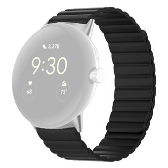 För Google Pixel Watch Magnetisk Smartwatch-band Mjukt silikon, justerbart utbytesrem Armband - Svart