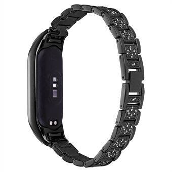 För Xiaomi Mi Band 5/6 Rhinestone Decor Smart Watch Band med tre pärlor metallarmband