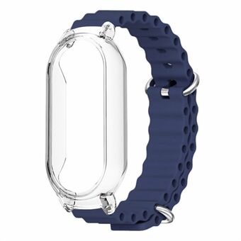 För Xiaomi Smart Band 8 Silikonarmband Justerbart Ocean Watch Band med transparent fodral