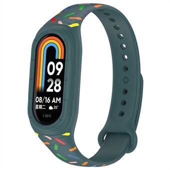 För Xiaomi Smart Band 8 Integrerad silikonrem Färgglad fläckig ersättningsarmband