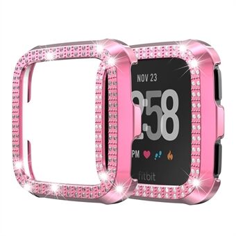 Double Row Rhinestone Decor PC Frame Bumper Skyddande skal för Fitbit Versa