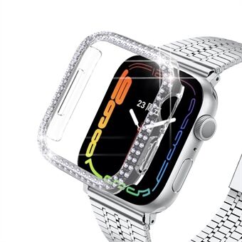 Shiny Rhinestone Hard PC Clear Watch Case Edge Protector för Apple Watch Series 7 45mm