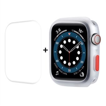 ENKAY Inclosed Button Cover Smart Watch TPU Skyddsfodral med Hot Bending Böjd Mjuk PET-skärmskydd för Apple Watch Series 7 45mm