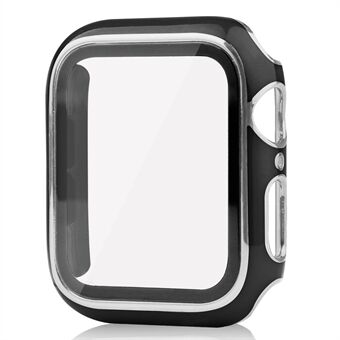 Galvaniserad hård PC Watch-fodral med skärmskydd i härdat glas för Apple Watch Series 7 45 mm