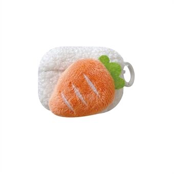 För Apple AirPods Pro Fluffy Carrot Decor Earphone Mjukt plyschfodral Öronsnäcka Skyddande Ring -fodral med ringspänne