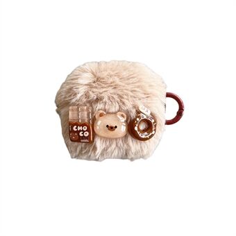 För Apple AirPods 3 Fluff + TPU-skydd Cartoon Bear / Donut / Choklad Bluetooth-hörlurar Skyddsfodral med krok