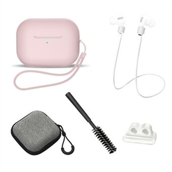 6st/set för AirPods Pro 2 Silikonskydd + Anti-förlorat rep + förvaringsfodral + borste + klockarmband Öronsnäckahållare + handrep