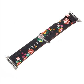 Flower Pattern PU Leather Wrist Watch Strap for Apple Watch Series 5 / 4 44mm / Series 3 2 1 42mm