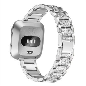 Rhinestone Decor Metal Armband för Fitbit Versa