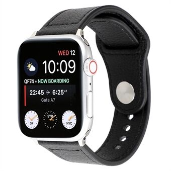 Äkta läderklockarmband Smart Watch Band Watchband med nitfäste för Apple Watch Series 1 2 3 42mm / Apple Watch Series 5 4 44mm