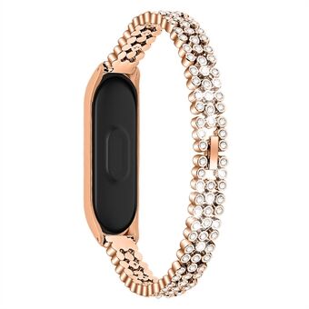 Rhinestone Decor Metal Watchband för Xiaomi Mi Band 4/3