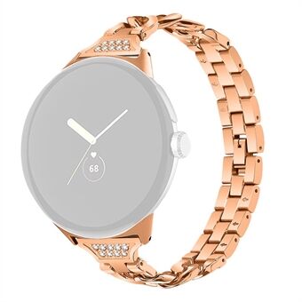 För Google Pixel Watch Rhinestone Decor Metal Watch Band Ersättningsarmband