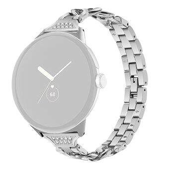 För Google Pixel Watch Rhinestone Decor Smart Watch Armband Metal Armband Replacement - Silver