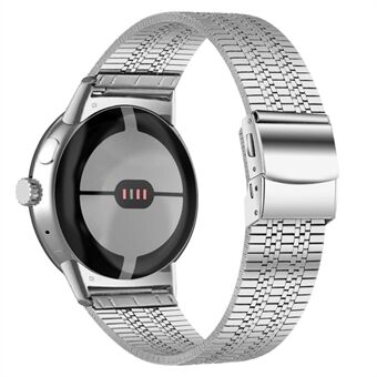 För Google Pixel Watch Rostfritt Steel 5 pärlor Smart Watch Band Ersättningsarmband - Silver