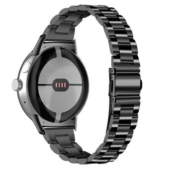 För Google Pixel Watch Snygg 3 pärlor Smart Watch Band i rostfritt Steel Business Casual Ersättningsarmband