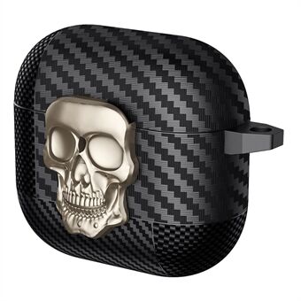 För AirPods 4 Skyddsfodral med Dödskalledesign Snäpplås TPU + Metall Hörlursfodral med Karbinhake