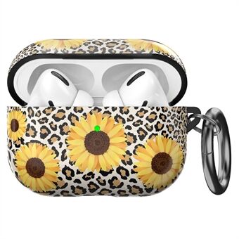 AHASTYLE PT-LC142 för Apple AirPods Pro Sunflower Pattern Hörlursfodral Bluetooth Earbud TPU Skyddsfodral med karbinhake