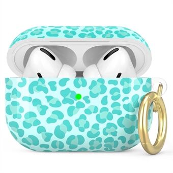 AHASTYLE PT-LC142LD för Apple AirPods Pro Bluetooth-hörlurar TPU-fodral Leopardmönster hörsnäcka Stötsäkert skal med karbinhake