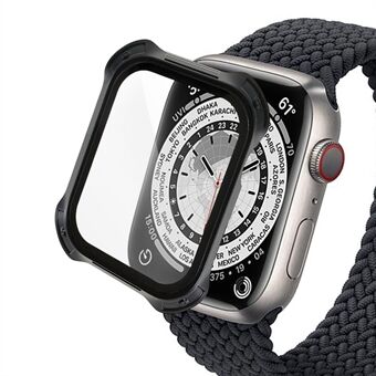 RURIHAI För Apple Watch Series 7 45 mm hård PC Watch-fodral Skärmskydd i härdat glas Fulltäckande skal