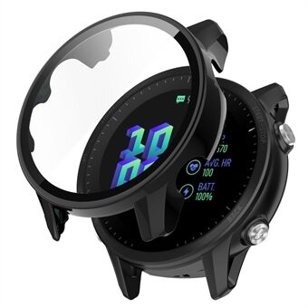 För Garmin Forerunner 955 Full Protection Hard PC Watch Case Cover med härdat glas skärmskydd