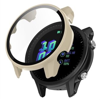 För Garmin Forerunner 955 Full Protection Hard PC Watch Case Cover med härdat glas skärmskydd