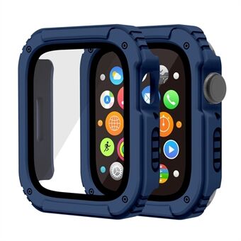 För Apple Watch Series 3/2/1 42 mm PC + TPU Stötsäker urfodral skal med skärmskydd i härdat glas