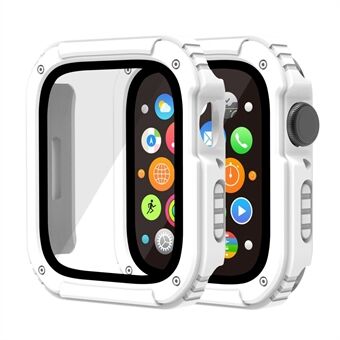 För Apple Watch Series 7 45 mm PC + TPU-fodral med skärmskydd i härdat glas Anti- Scratch klockskal