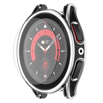 För Samsung Galaxy Watch 5 Pro 45 mm hård PC Watch-fodral Fallsäkert skal med skärmskydd i härdat glas