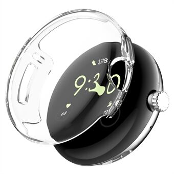 För Google Pixel Watch Transparent TPU-fodral Anti-droppskyddande klocka med skärmskydd