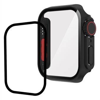 För Apple Watch Series 7/8 45 mm klockfodral Hård PC Anti-dropp klocka med skärmskydd i härdat glas