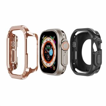 För Apple Watch Series 9 49 mm TPU+PC klockfodral Stötsäker skyddande klockramsöverdrag