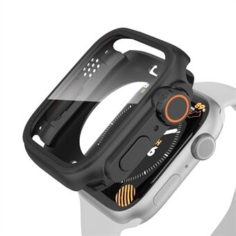 Vattentätt fodral för Apple Watch Series 6 5 4 SE (2022) SE 44mm, hård PC Helt skyddande skydd med skärmskydd i härdat glas