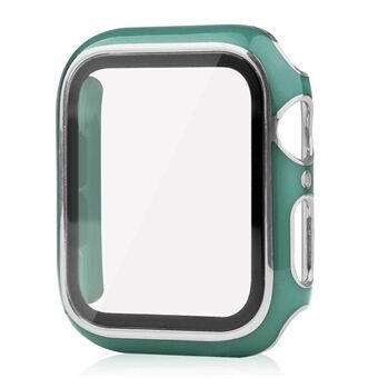 För Apple Watch SE (2022) 44 mm all-inclusive klockskydd Dubbelfärgad galvanisering PC-fodral med skärmskydd i härdat glas