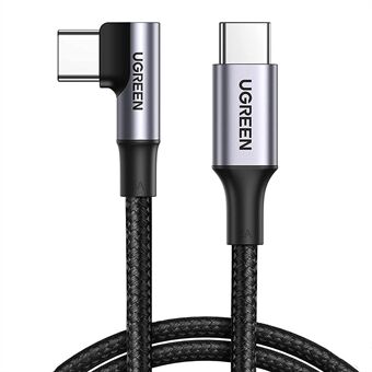 UGREEN 70645 2m USB C-kabel 100W PD snabbladdningssladd Typ-C hane till typ-C hane 90 graders armbågsdatakabel kompatibel med MacBook iPad Air 4 iPad Pro 2020 Galaxy S21 Ultra S20 FE