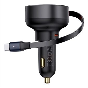 BASEUS Enjoyment Pro 60W Billaddare med Type-C Port Effektadapter och Uttagbar Type-C Kabel - Svart