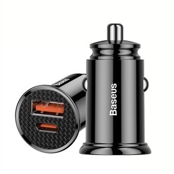 BASEUS Biladapter Laddare PPS 30W Snabbladdare med USB Type-C-portar Stöd för PD3.0/QC4.0/SCP/QC3.0/AFC - Svart