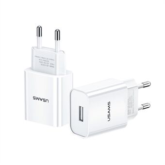 USAMS US-CC075 T18 5V 2.1A Enkel USB-reseladdare för Smartphones - EU-kontakt