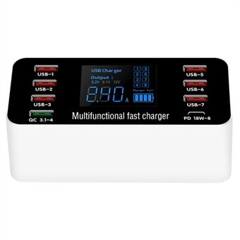 A9P 8-i-1 multifunktions LED Digital Display Quick Charge Intelligent Laddare