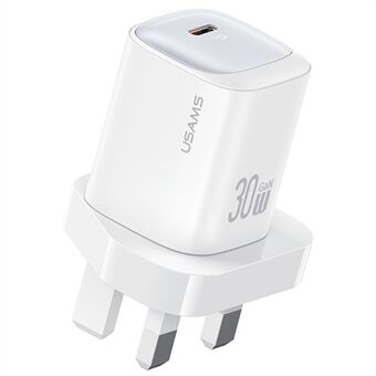 USAMS CC253 PD 30W En-Port GaN Laddare USB-C Kompakt Väggadapter, UK Plug