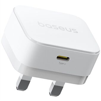 BASEUS Palm USB-C Enkel Port 20W Snabbladdare UK-kontakt Väggladdningsadapter, Vit