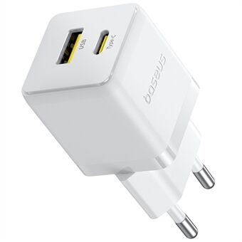 BASEUS Palm Snabbladdare 30W Type-C+USB Dubbelport Bärbar Väggladdningsadapter, EU-kontakt